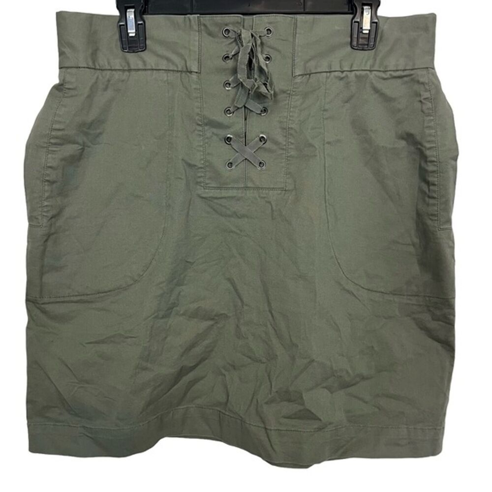 UK STYLE FRENCH CONNECTION Olive Coquette Lace Up Goth Stretch Cotton Skirt 14